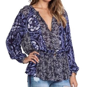Free People Blue Floral Tunic